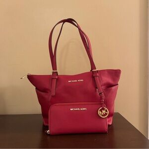 Michael Kors Cherry Red Tote Bag with Wallet